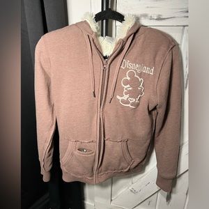 Disney Parks Disneyland 55th Anniversary Sherpa Lined Jacket Small Taupe Brown